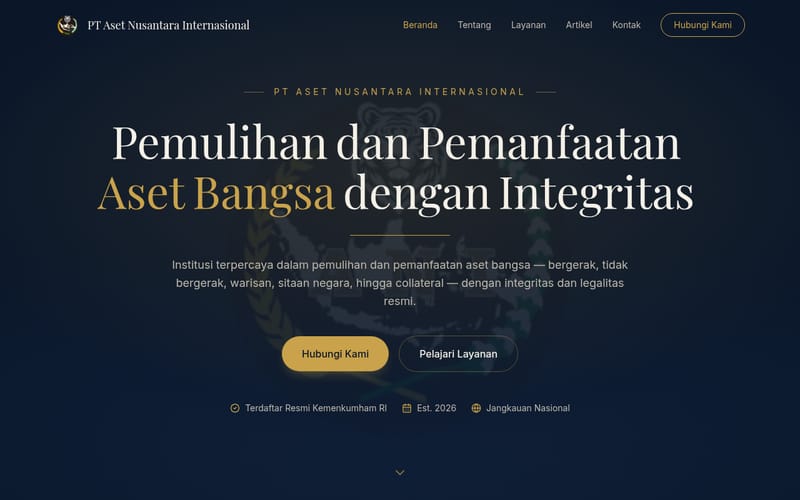 Screenshot Aset Nusantara Internasional
