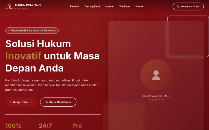 Screenshot Harun Pratitno Law Firm